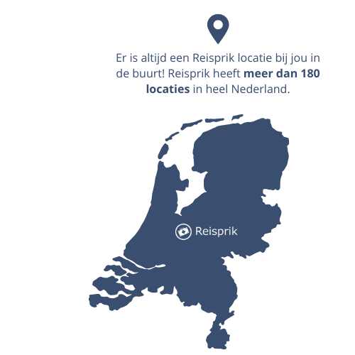 Illustratie van een kaart van Nederland met gemarkeerde locaties, gebruikt op de Over ons-pagina van Reisprik.